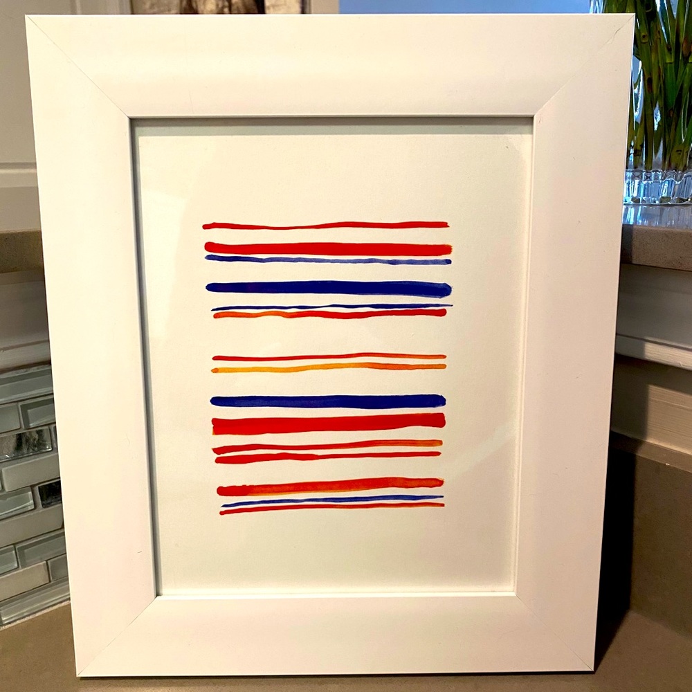 Orange and Blue Watercolor Painting